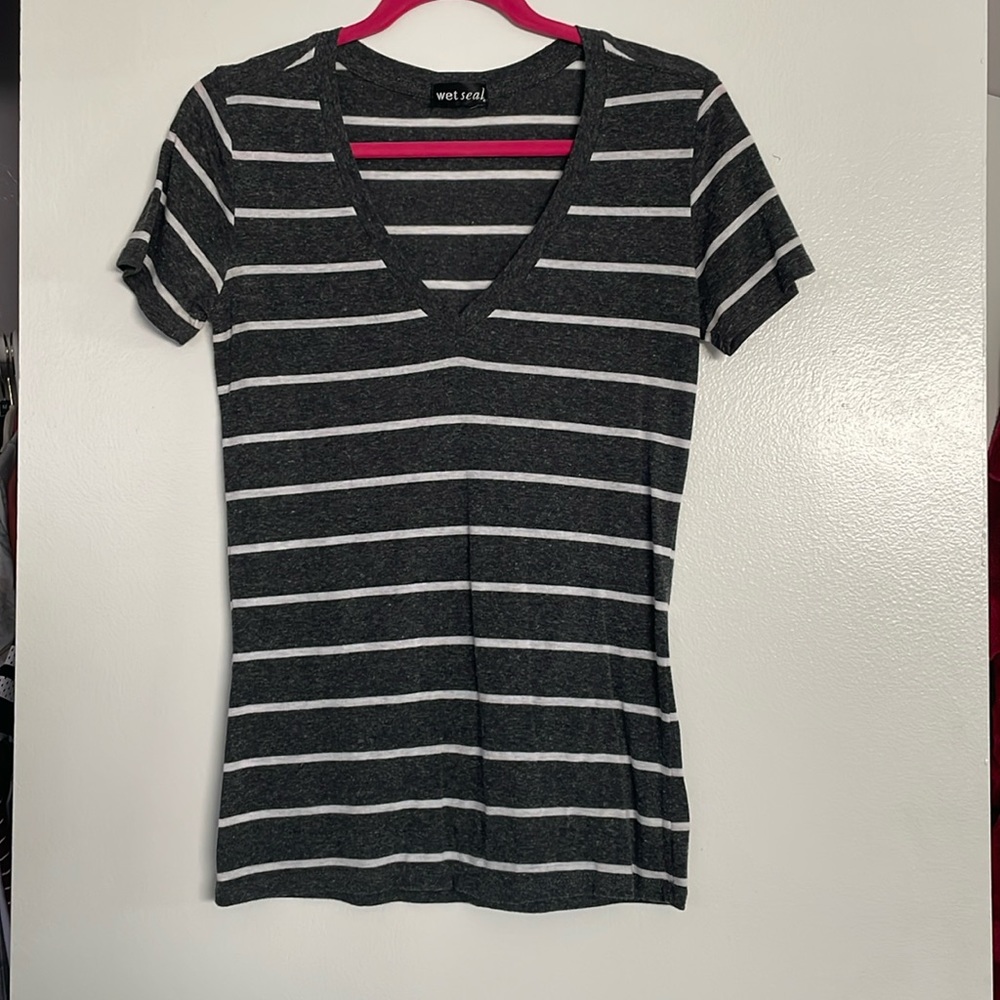 Striped v-neck shirt